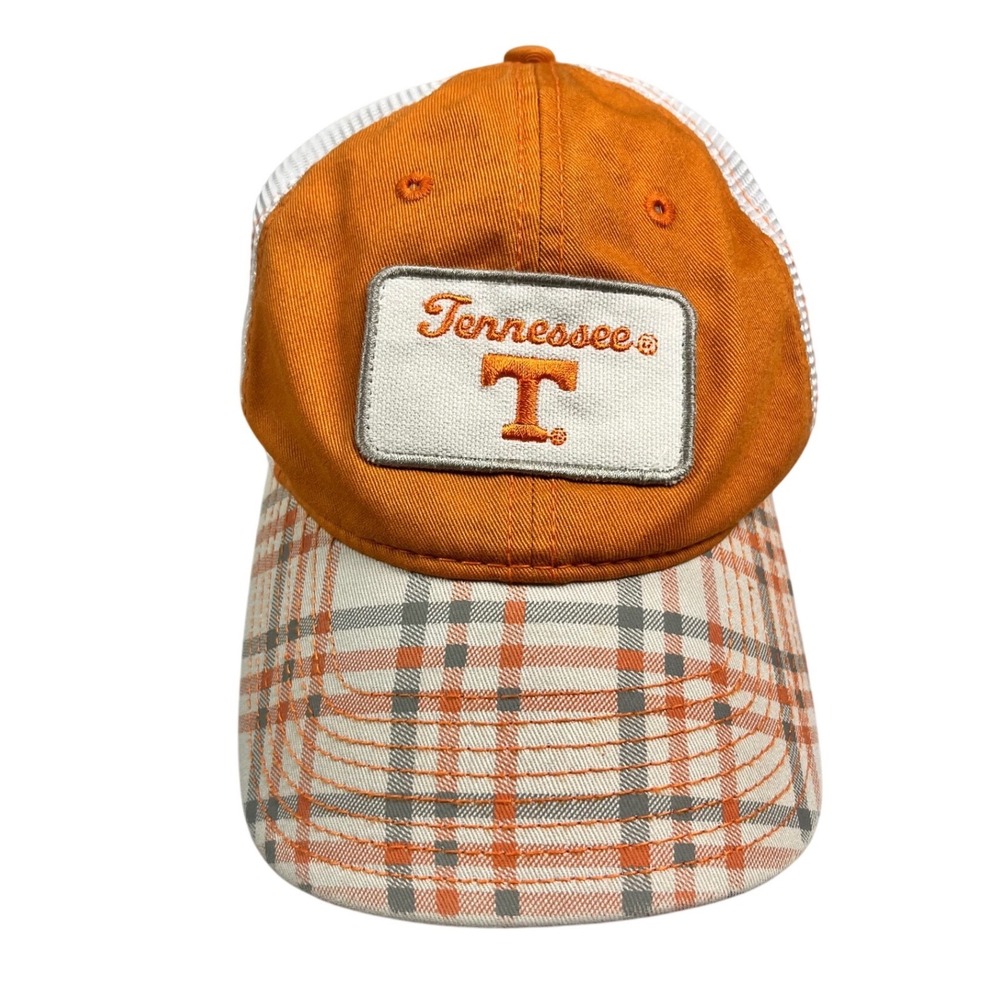 NCAA Tennessee Volunteers Orange Plaid Trucker Hat Adjustable Vols Cap College